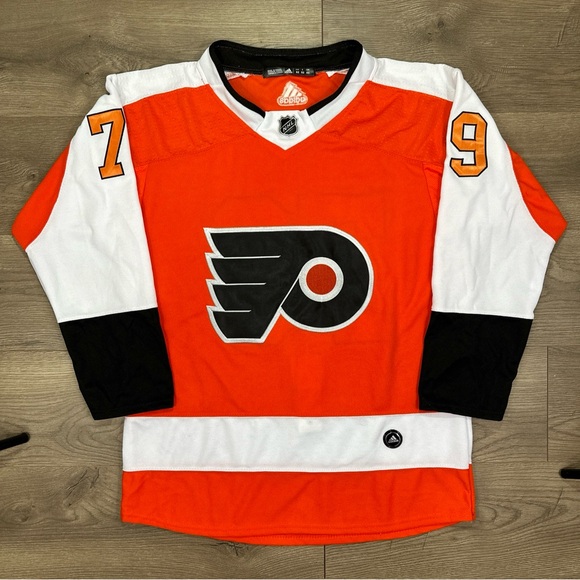 Adidas Philadelphia Flyers NHL Orange Home Jersey W/ Fight Strap Carter Hart #79 - Picture 2 of 12